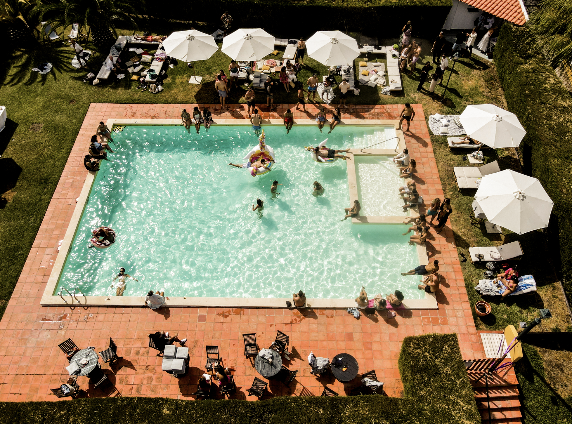 pool aerial closeup