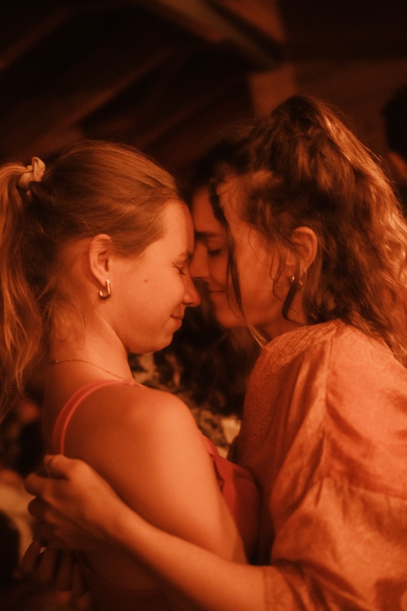 Moment of connection between dancers at EDLX ecstatic dance event